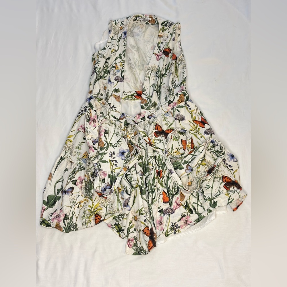Christian Lacroix Multicolor Floral Linen Wrap Dress